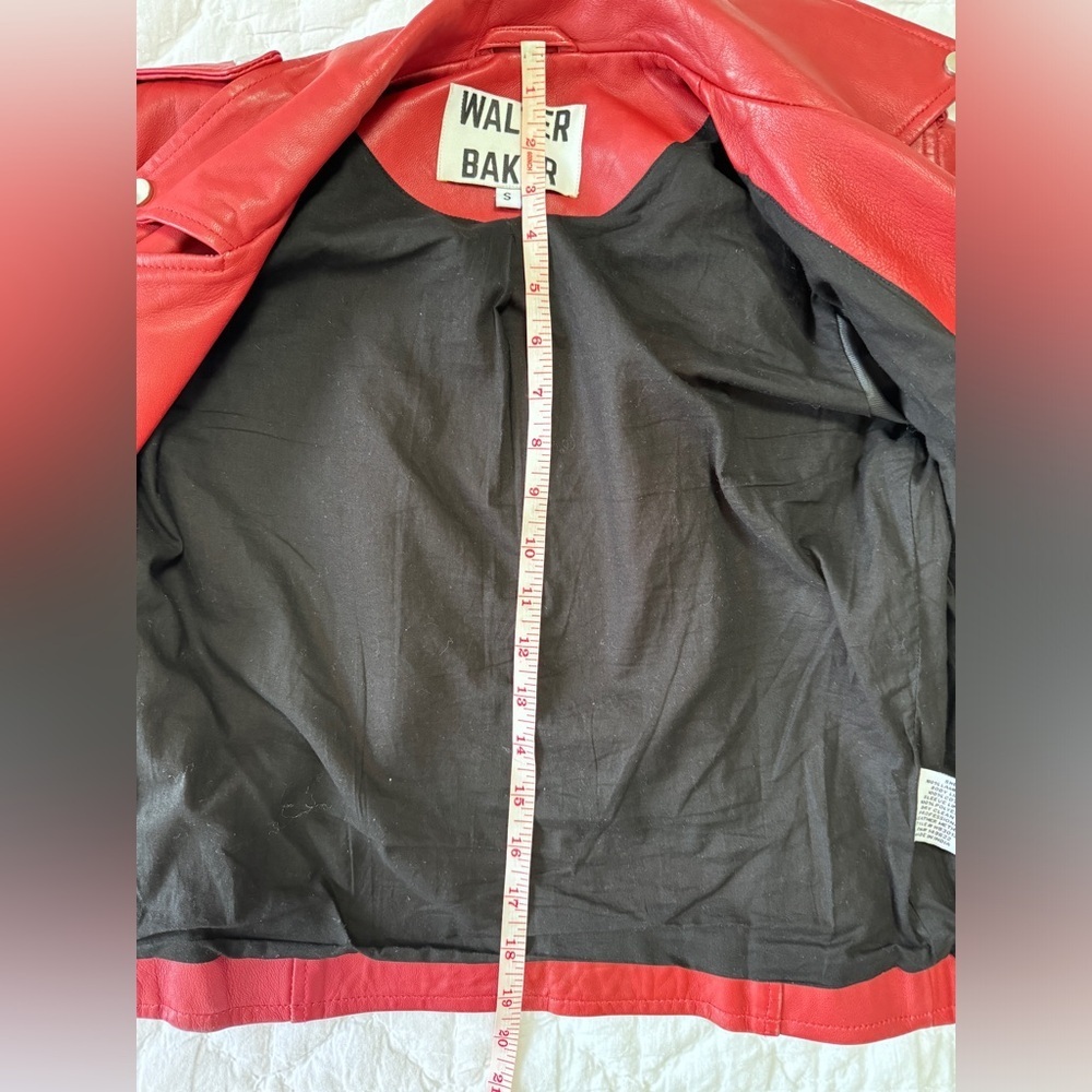 Walter Baker Liz Cropped Moto Jacket in Ruby Red Sz S Orig. $698 - Picture 17 of 17